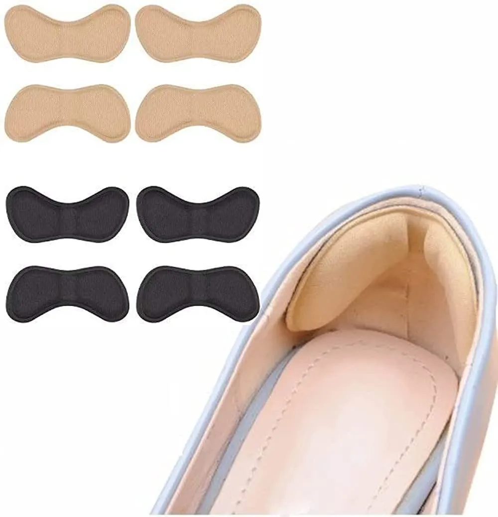 4 Pairs Heel Cushion Pads, Shoe Fillers for Big Shoes Soft Comfortable Heel Liners Self Adhesive Shoe Insoles Stickers for Prevent Rubbing and Sliding