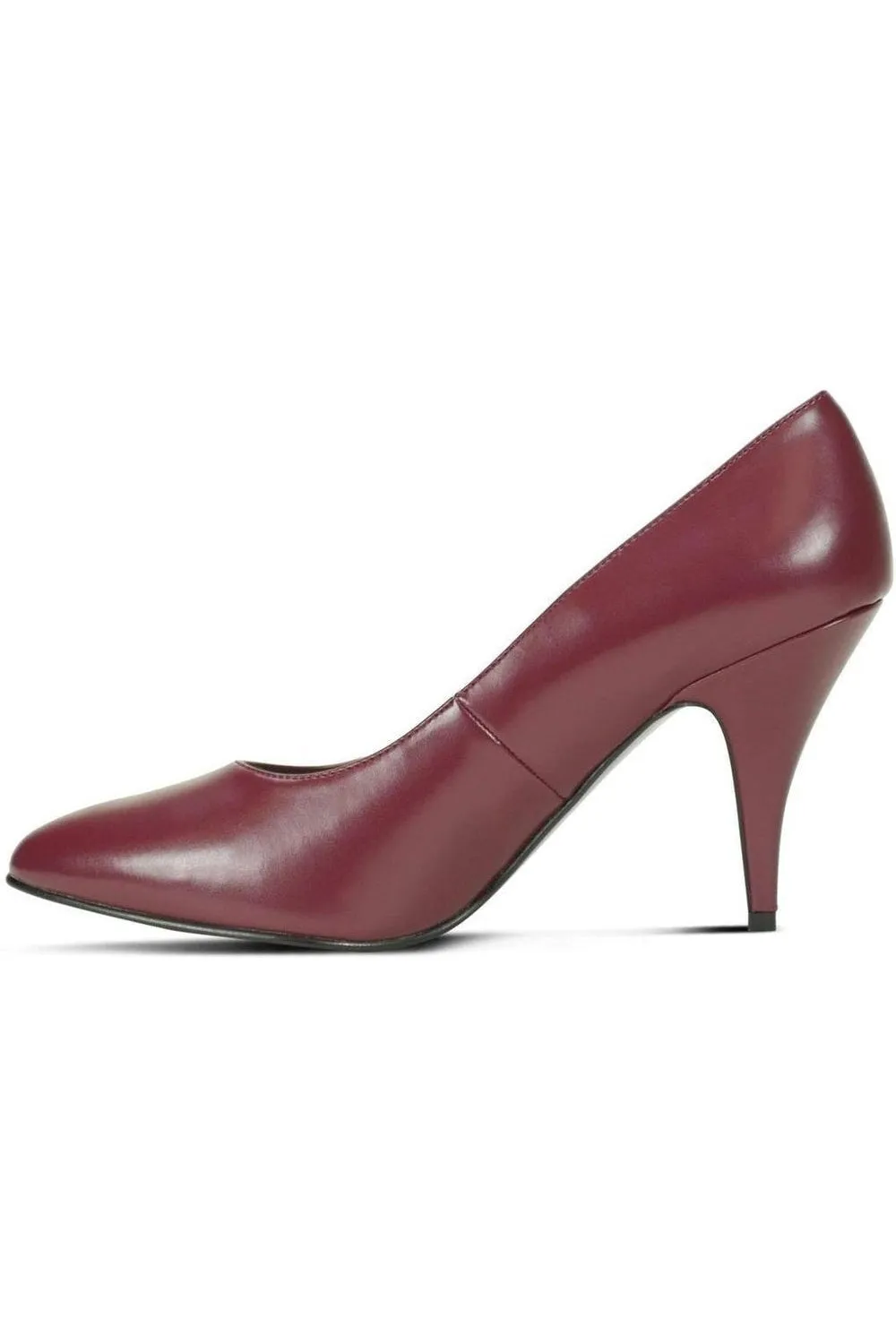 8902-Wide Classic Pump | Wine Faux Leather