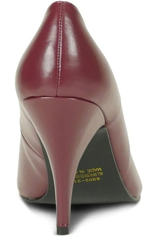 8902-Wide Classic Pump | Wine Faux Leather