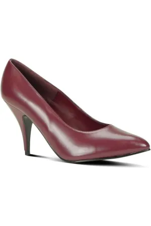 8902-Wide Classic Pump | Wine Faux Leather