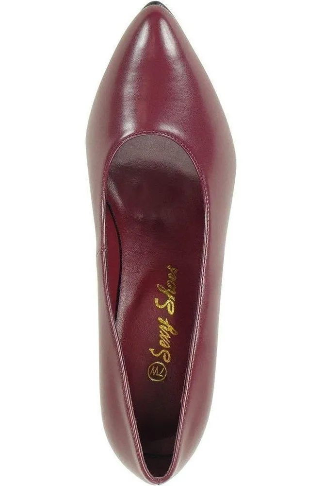 8902-Wide Classic Pump | Wine Faux Leather