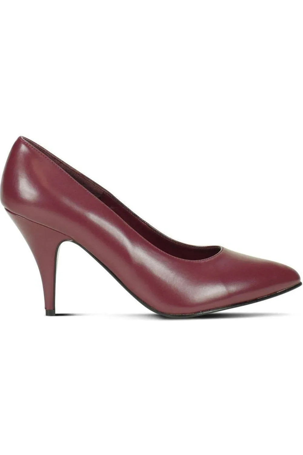 8902-Wide Classic Pump | Wine Faux Leather