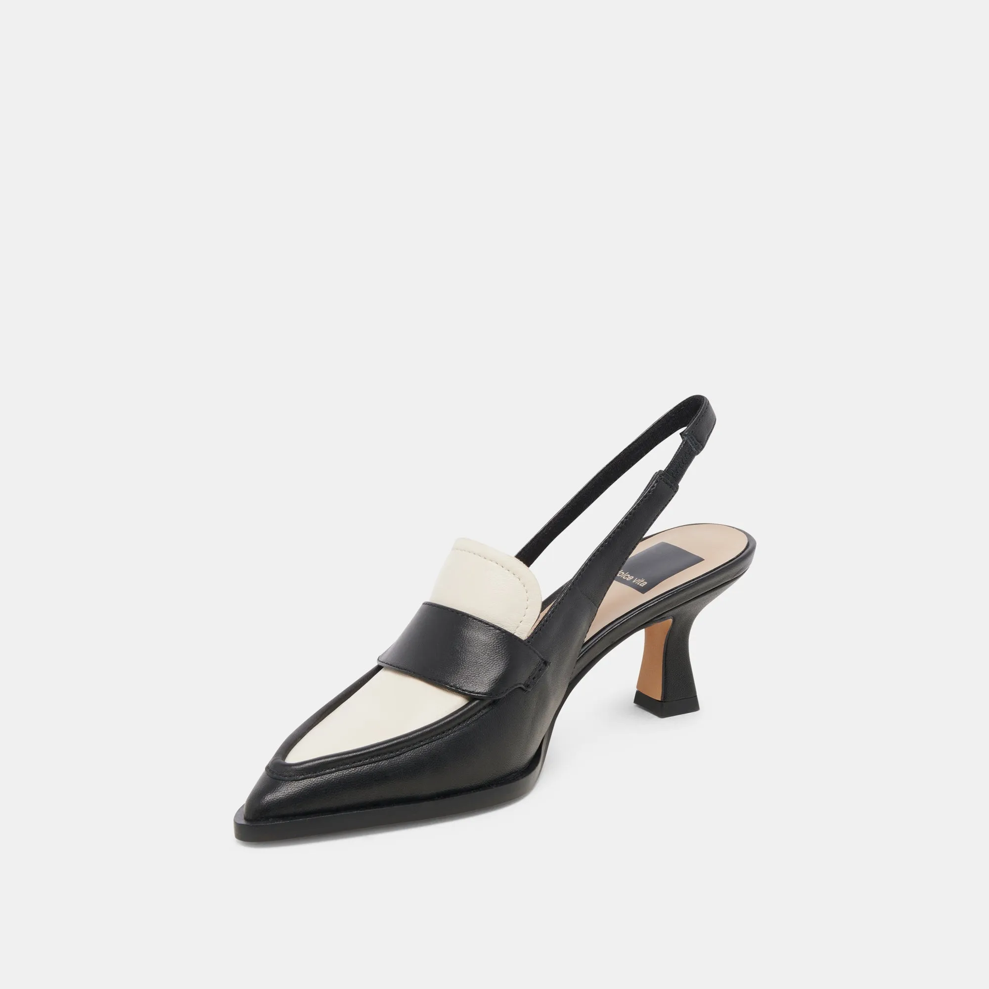 ADELE HEELS BLACK WHITE LEATHER