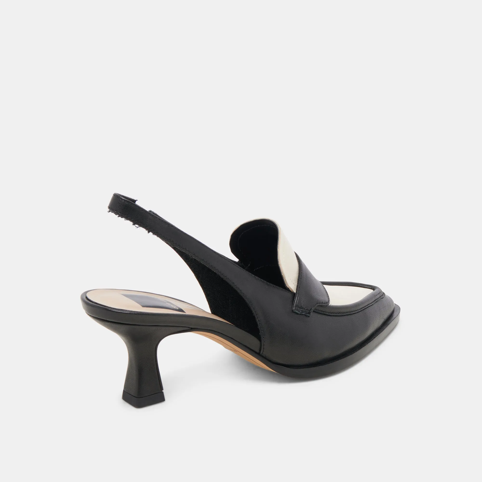 ADELE HEELS BLACK WHITE LEATHER