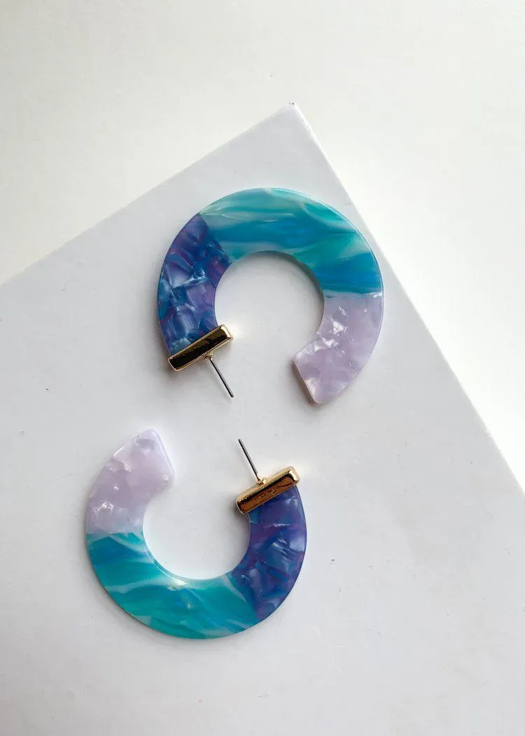 Agua Ocean Blue Acrylic Hoops