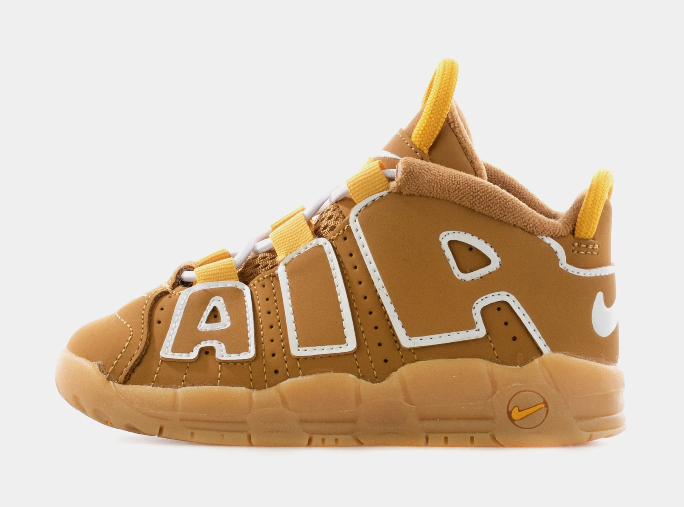 Air More Uptempo Wheat Infant Toddler Basketball Shoes (Wheat/White/Pollen/Gum Light Brown)