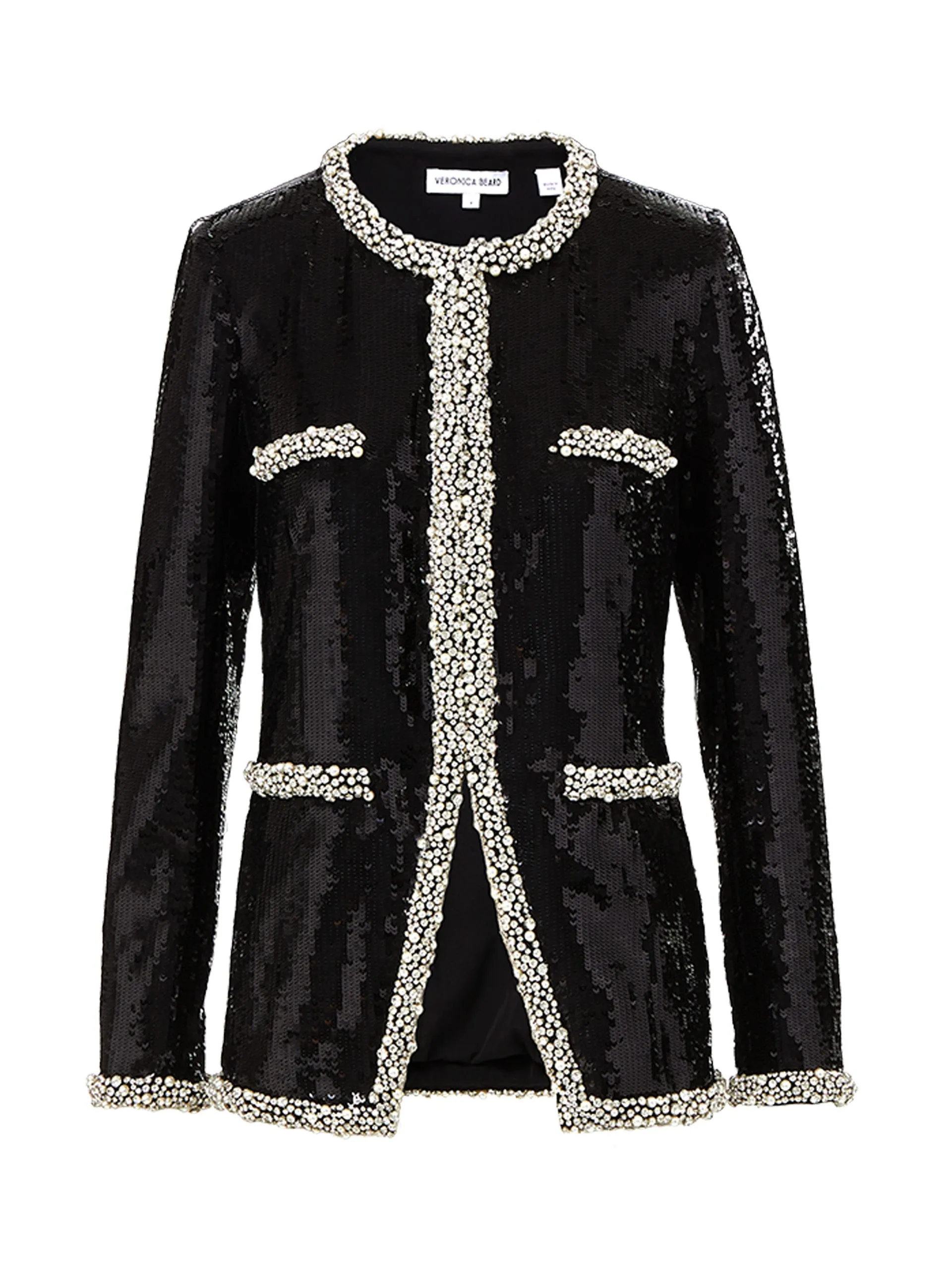 Alessia pearl-trim sequin jacket