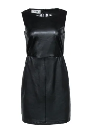 Alice Temperley - Black Leather Sleeveless Sheath Dress Sz 2