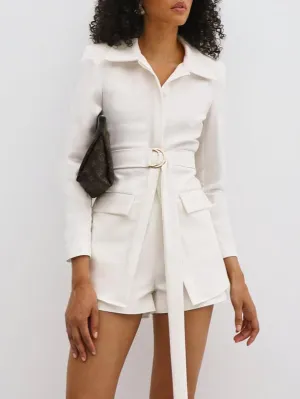 Allie Premium Cotton Jacket & Shorts Set | White