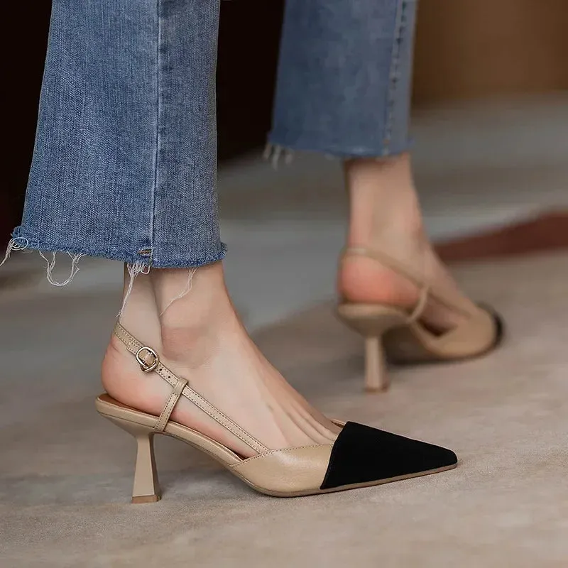 Amozae-High Heels Summer 2024 New Arrival Fashion Buckle Pointed Heel Sandals Women Comfort Simplicity Stilettos Sandalias De Mujer