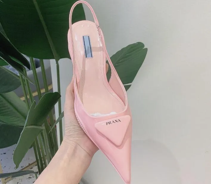 Amozae-- Women's Shoes 2024 Spring And Summer New Letter Pointed Stiletto Sandals Women's Pink Kitten Heel High Heels