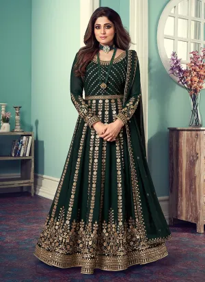 Anarkali Gown in Green Featuring Shamita Shetty