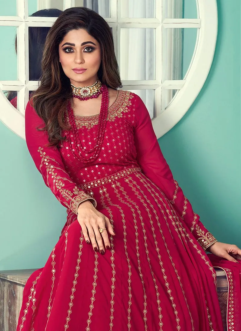 Anarkali Gown in Magenta Featuring Shamita Shetty