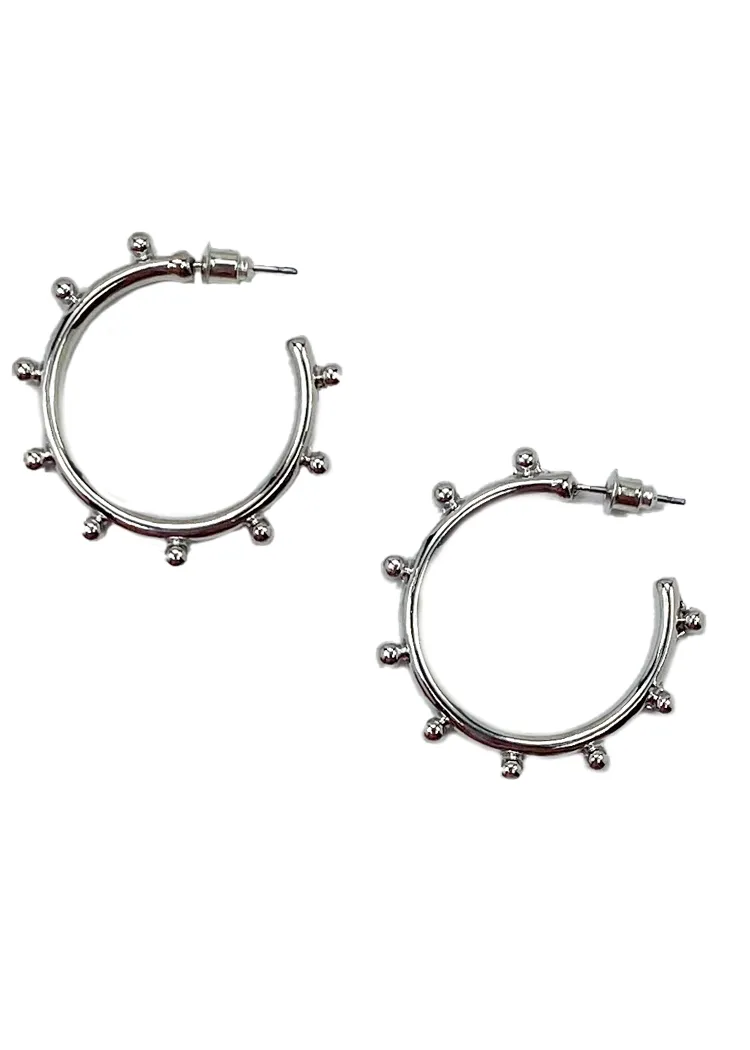 Angelo Ball Detail Hoops - Silver