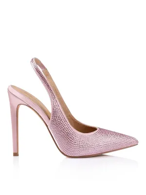 Anthony Stiletto Heels - Pink Satin/ Jewels