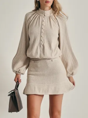 Aspen Frill Hem Knitted Skirt | Almond Beige