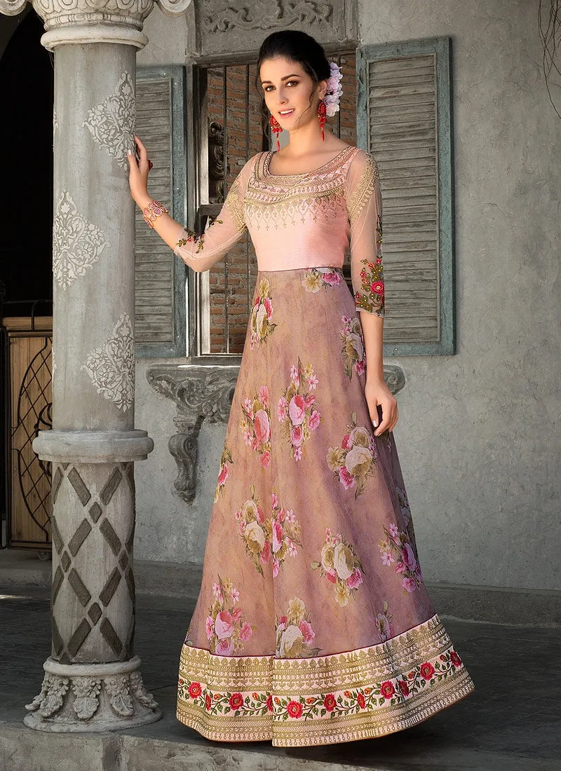 Baby Pink Floral Embroidered Lehenga Choli Suit