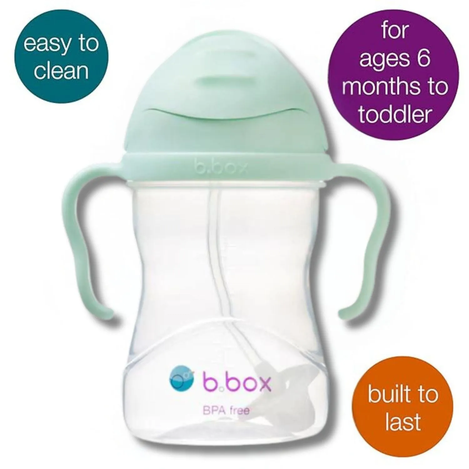 B.Box Weighted Straw Sippy Cup- Pistachio Light Green