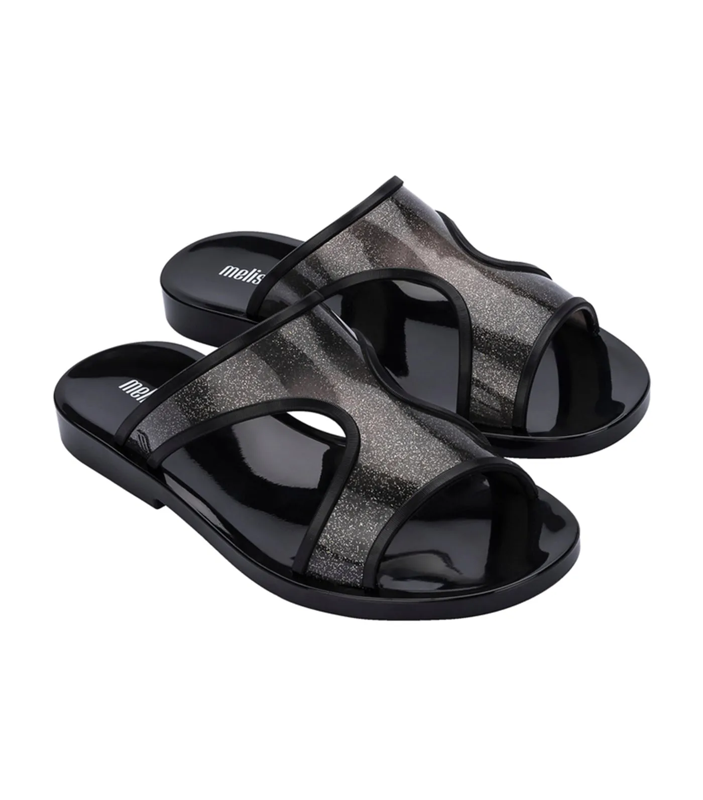 Bikini Slide Black Glitter