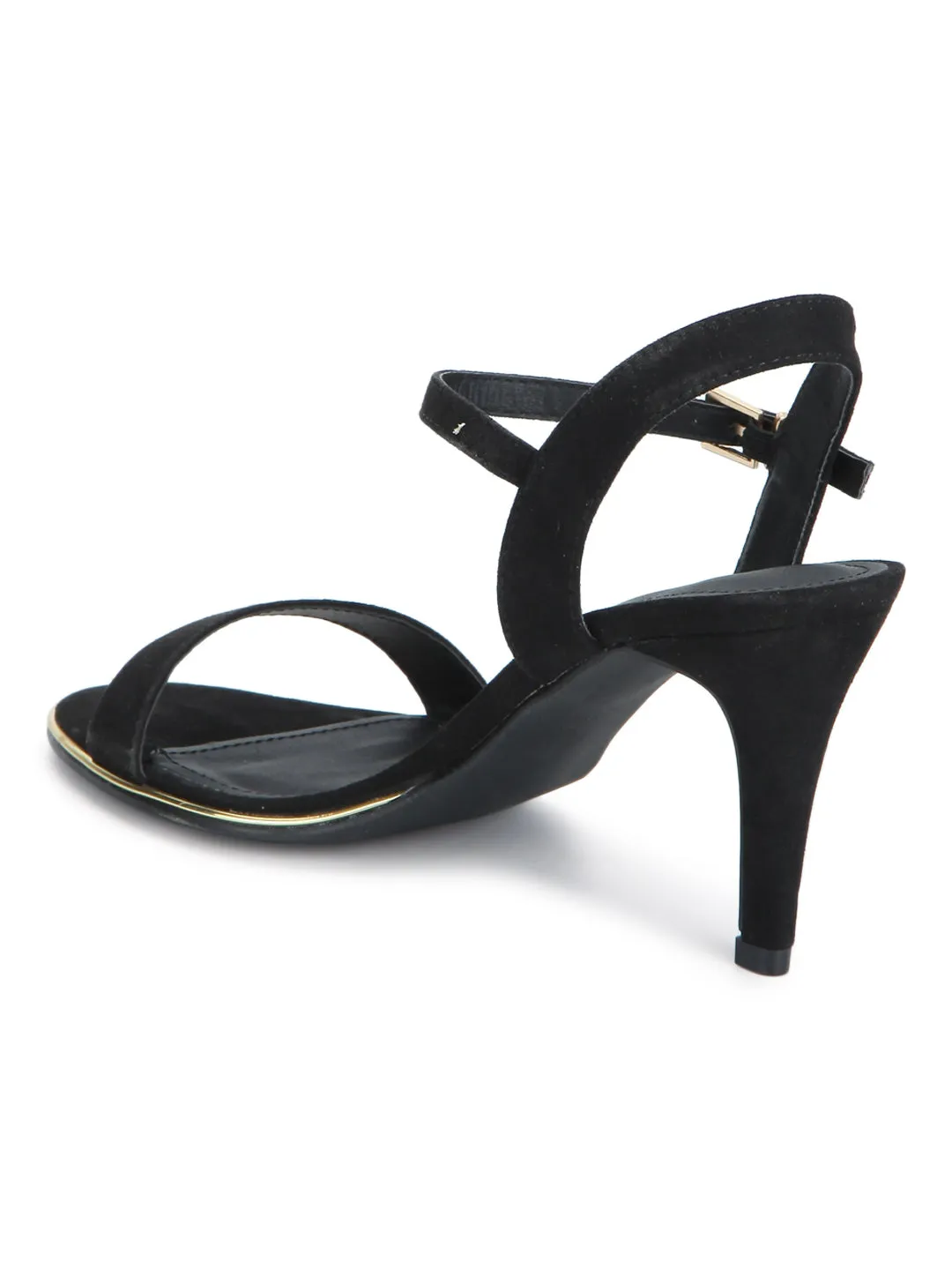 Black Micro Buckled Ankle Strap Stilettos