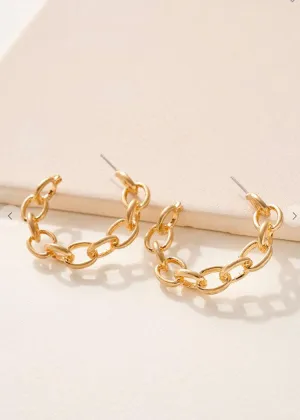 Bronte Chain Hoops - Gold