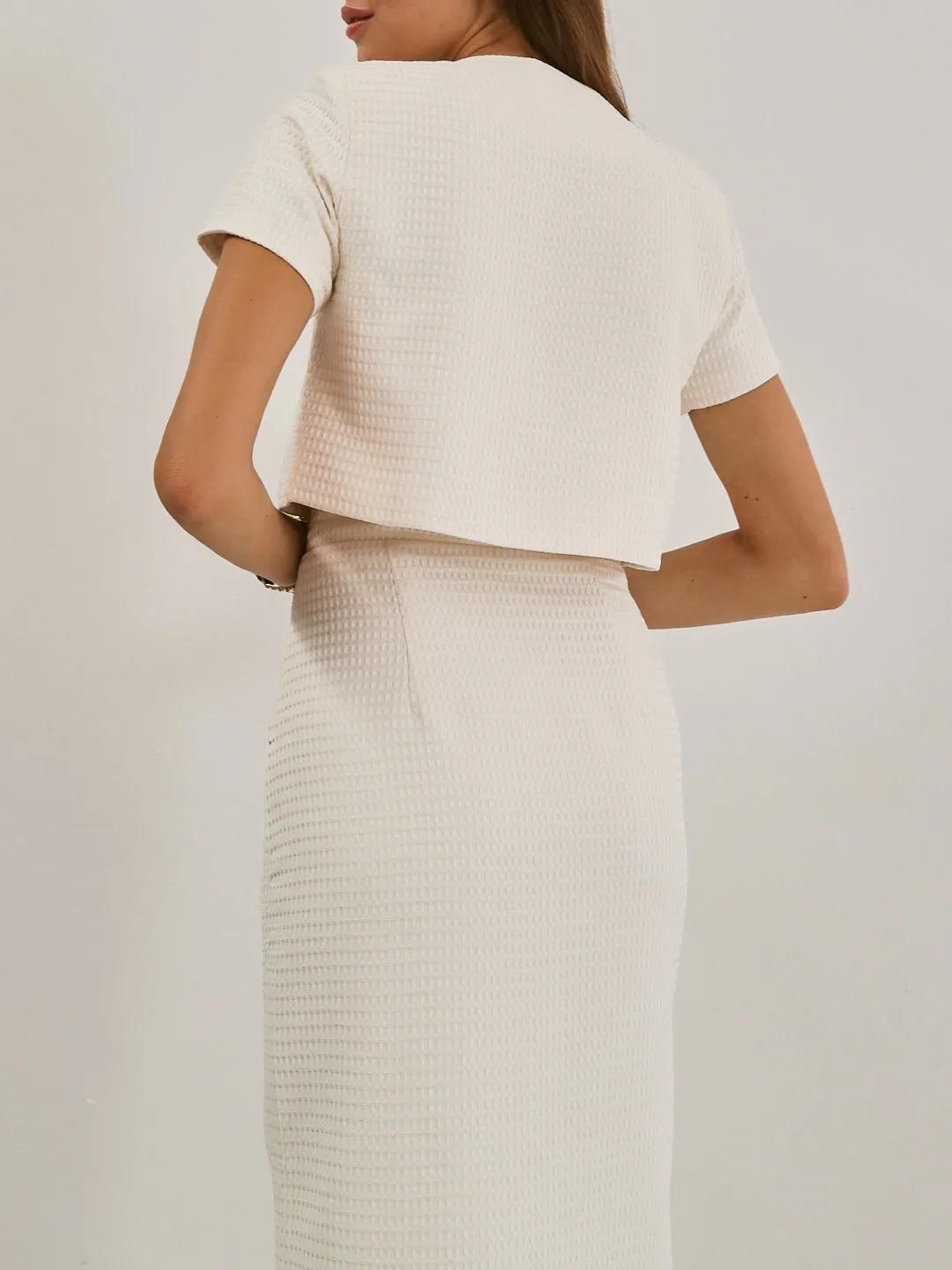 Cassia Textured Elegance Skirt | Cream Lemon