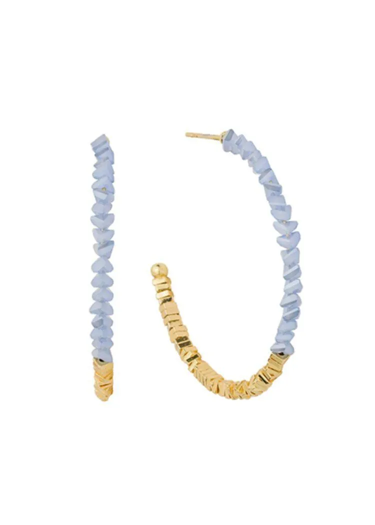 Celine Stone Hoops - Blue