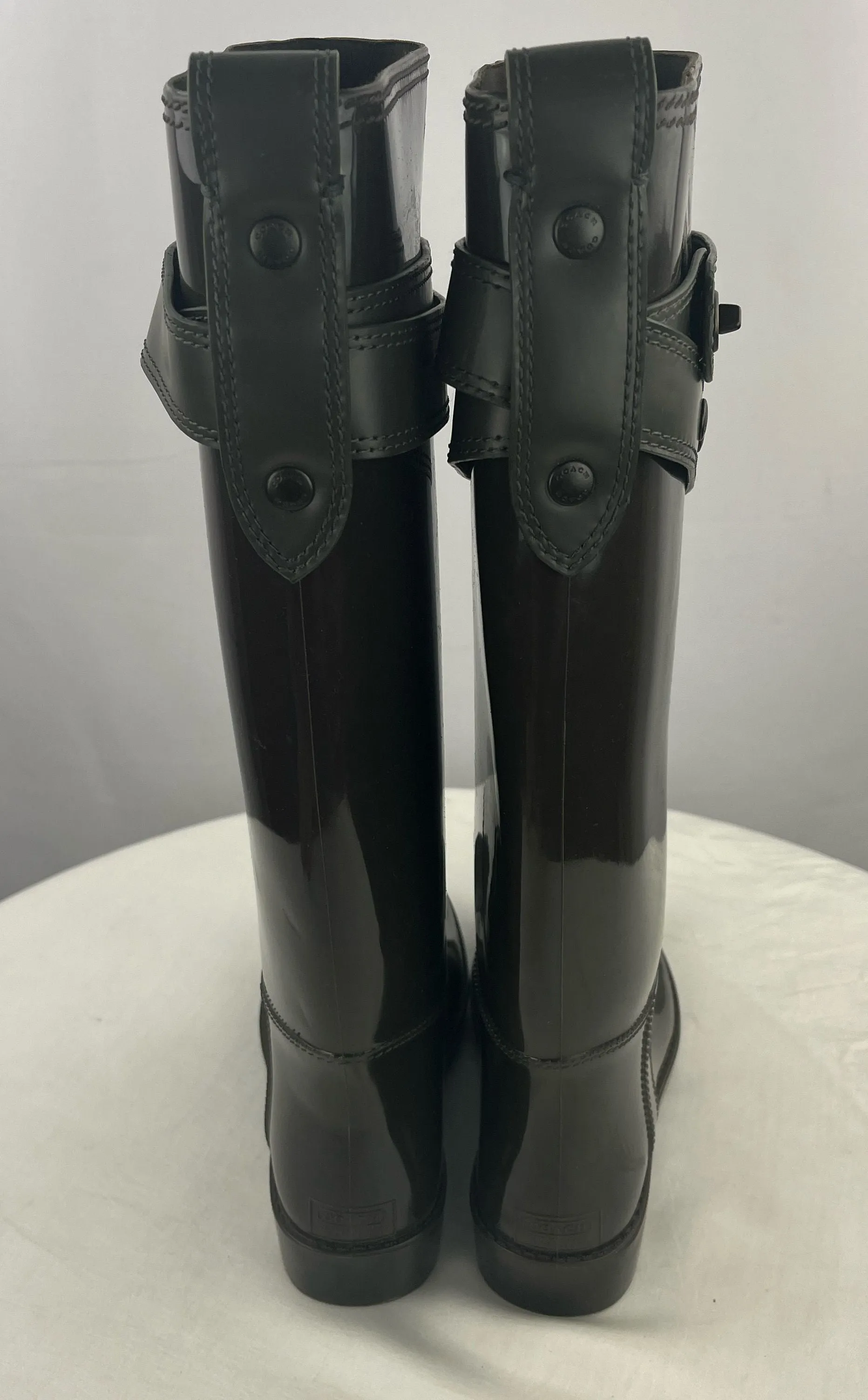 Coach Womens Talia Olive tall Knee High Waterproof Rubber Rain/Snow Boots Size 5