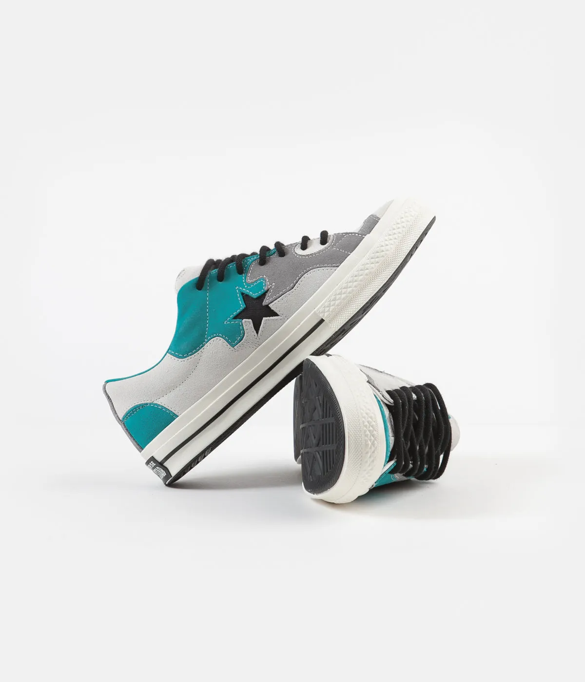 Converse One Star Ox Camo Suede Shoes - Vintage White / Turbo Green