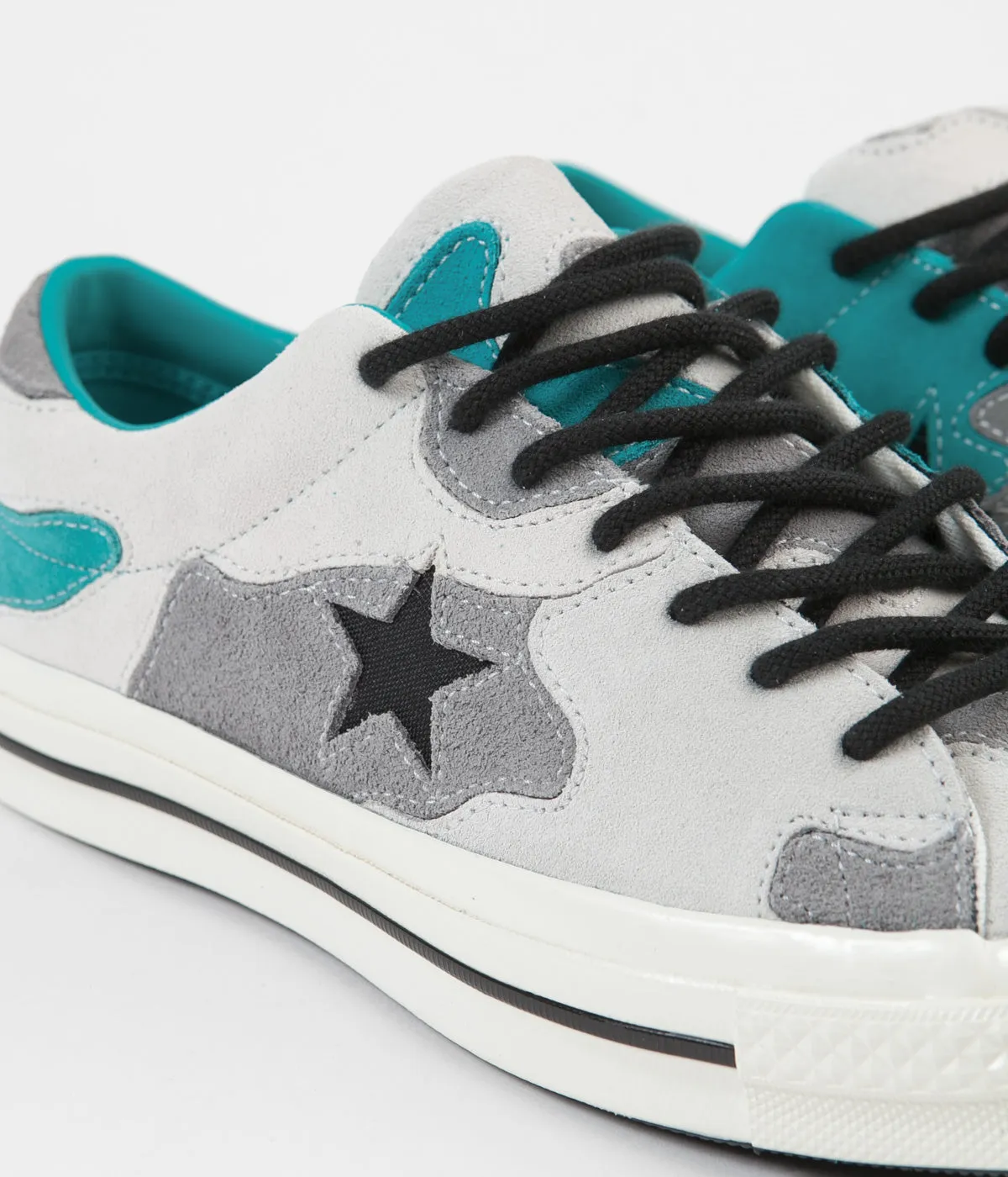 Converse One Star Ox Camo Suede Shoes - Vintage White / Turbo Green