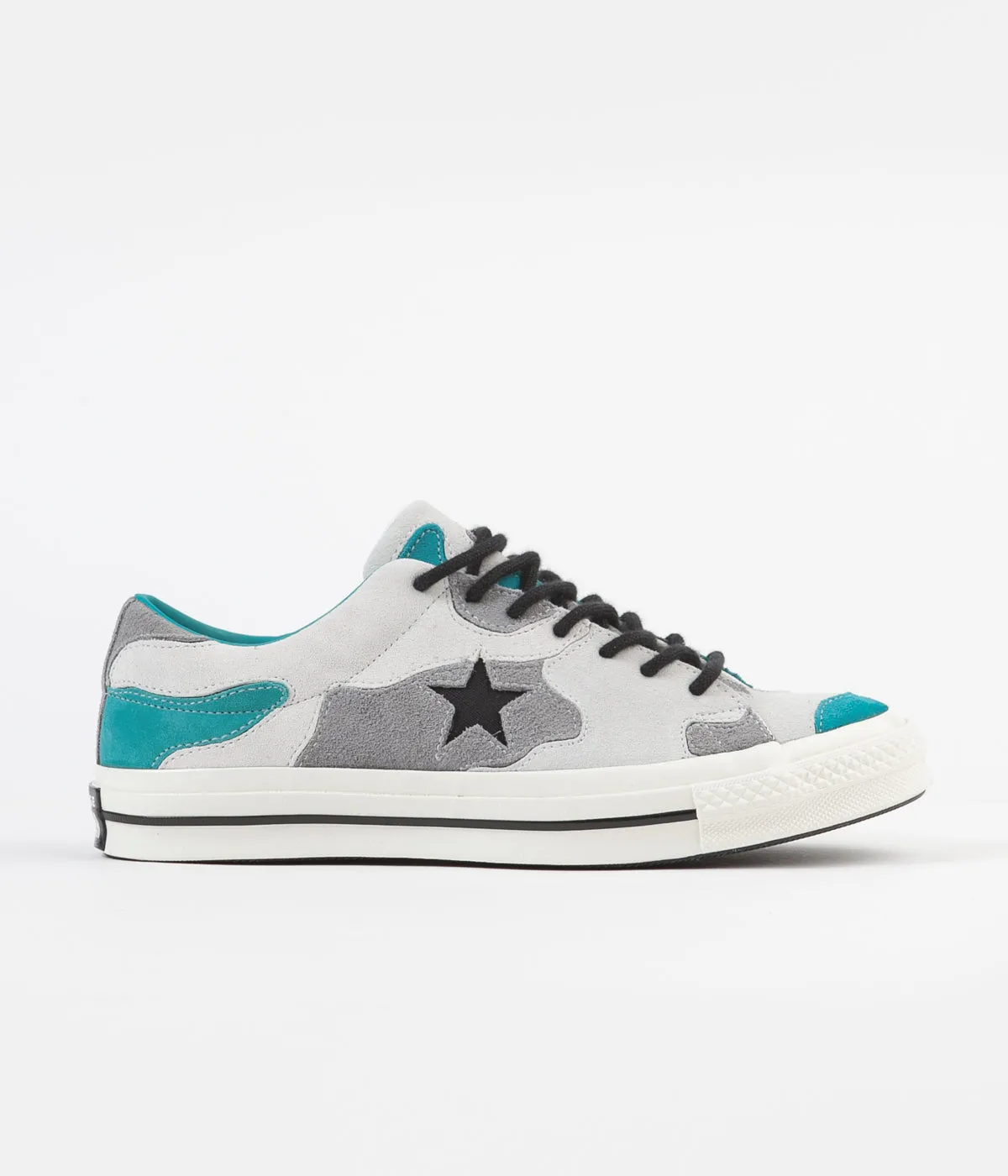 Converse One Star Ox Camo Suede Shoes - Vintage White / Turbo Green