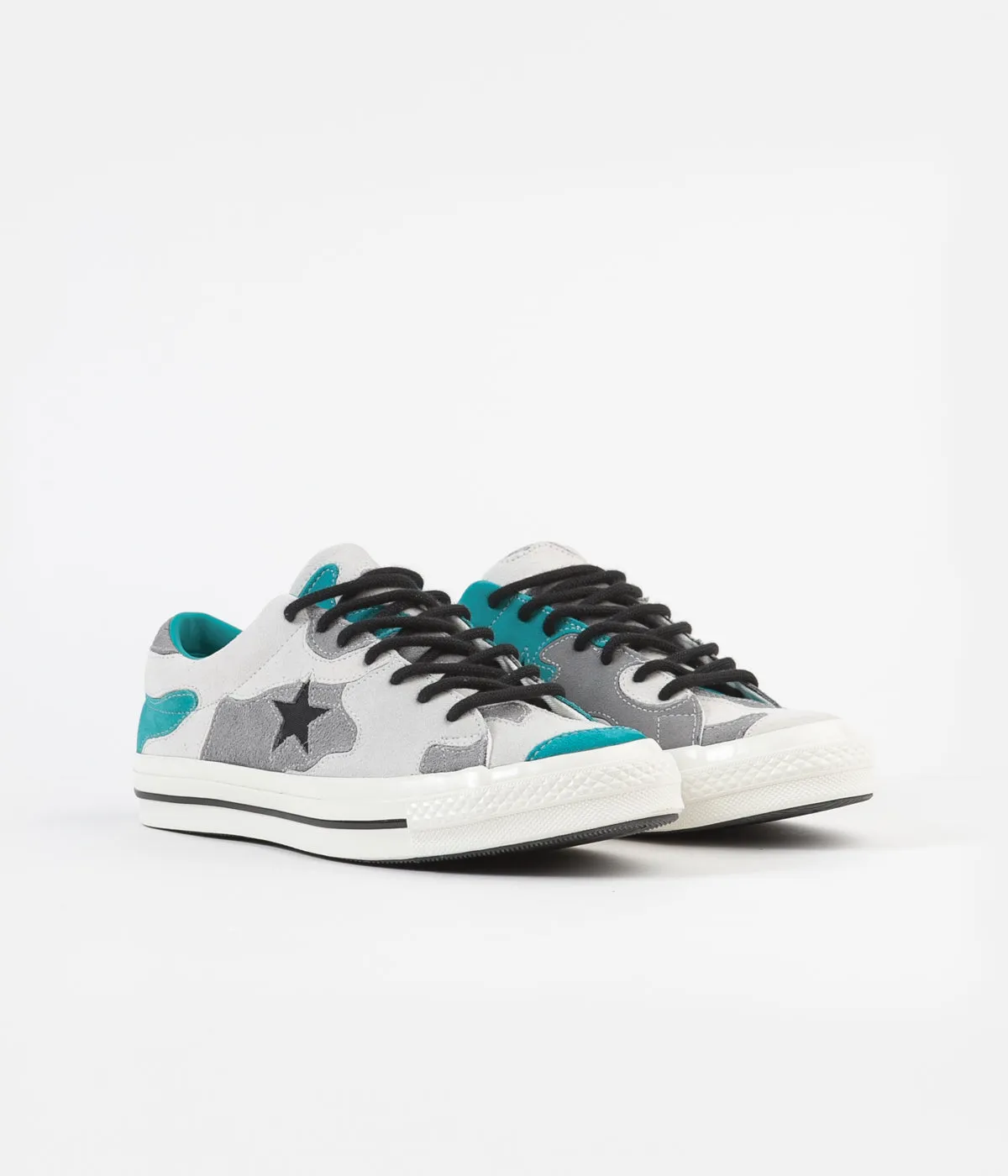 Converse One Star Ox Camo Suede Shoes - Vintage White / Turbo Green