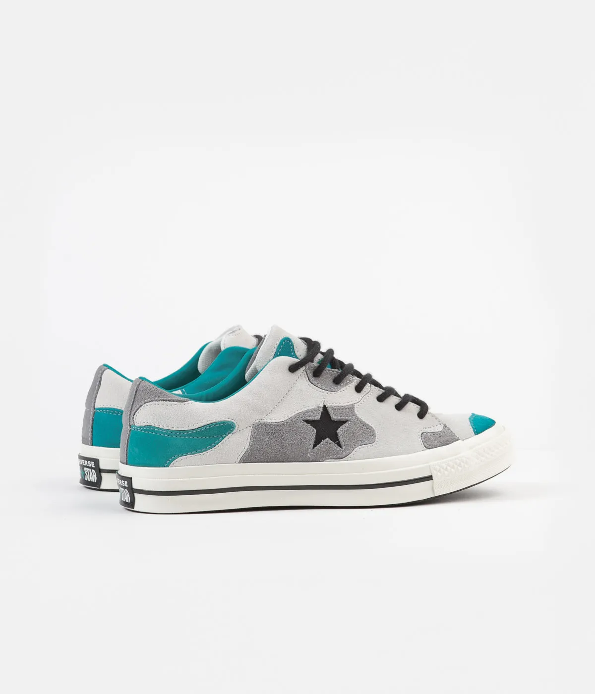 Converse One Star Ox Camo Suede Shoes - Vintage White / Turbo Green