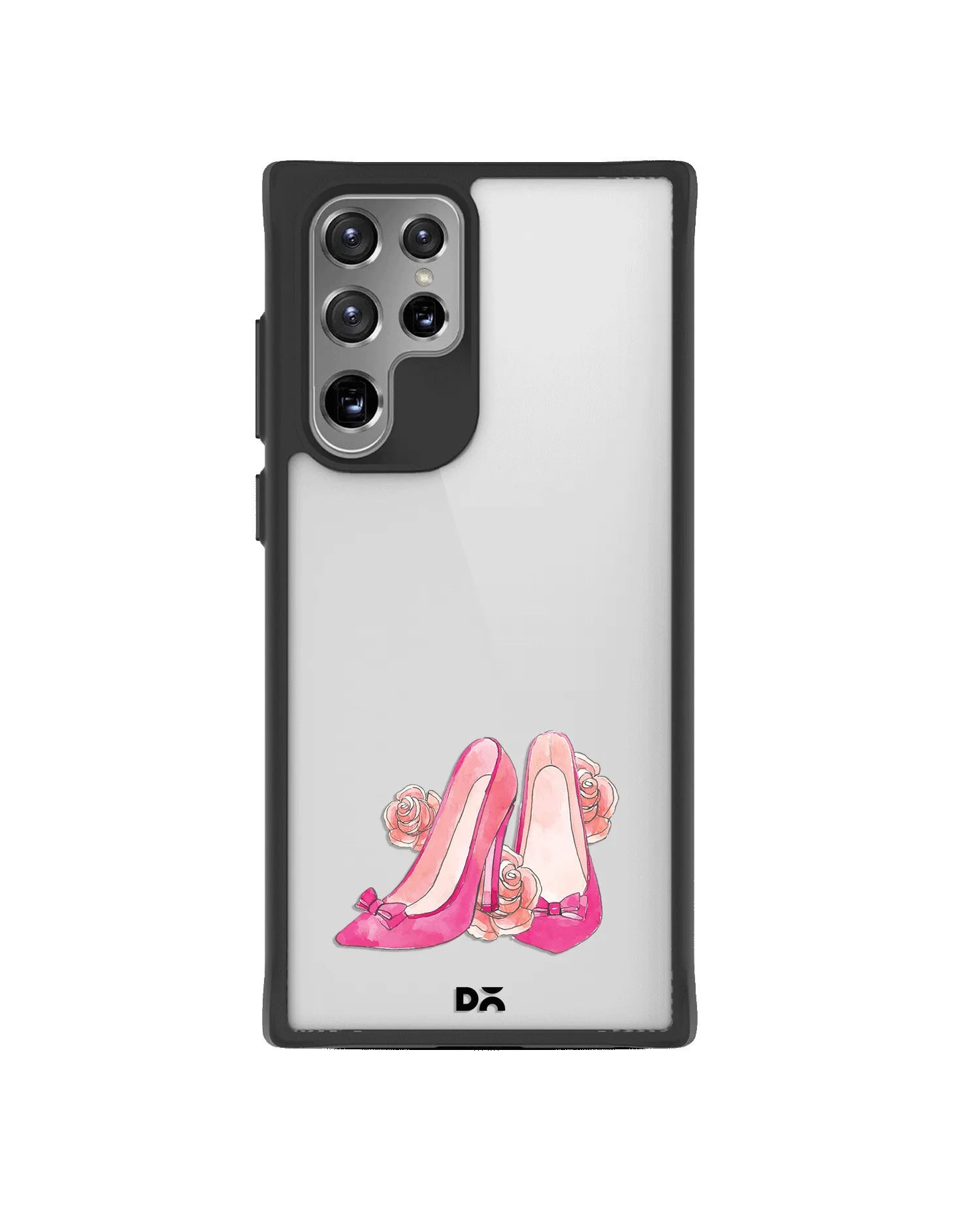 DailyObjects Pink Stilettos Black Hybrid Clear Case Cover For Samsung Galaxy S22 Ultra