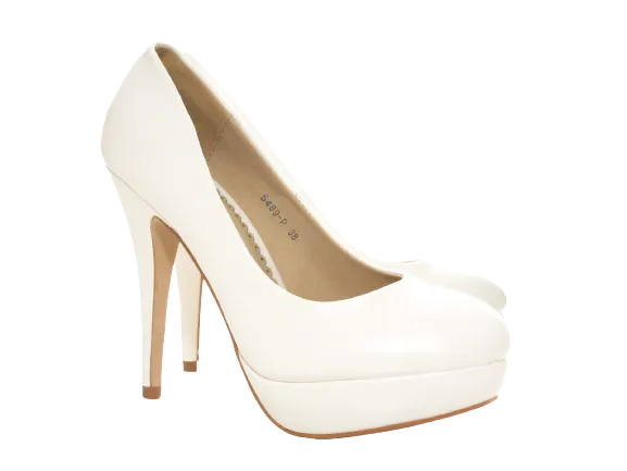 Damen High Heel Plateau Brautschuhe Hochzeit Pumps Abendschuhe Stilettos White # 5489