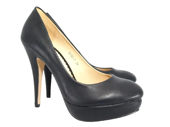 Damen High Heel Plateau Pumps Abendschuhe Stilettos Black # 5489