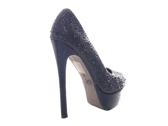 Damen High Heel Plateau Pumps Abendschuhe Stilettos Black # 6423