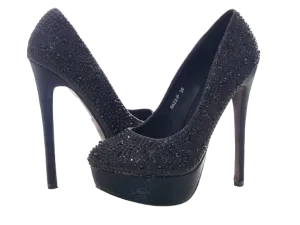 Damen High Heel Plateau Pumps Abendschuhe Stilettos Black # 6423