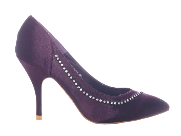 Damen High Heel Plateau Pumps Abendschuhe Stilettos Purple # 6-1435