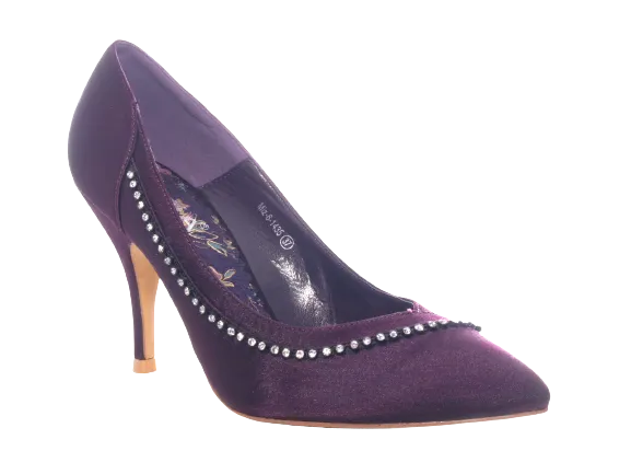 Damen High Heel Plateau Pumps Abendschuhe Stilettos Purple # 6-1435