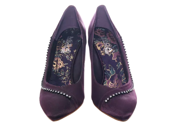 Damen High Heel Plateau Pumps Abendschuhe Stilettos Purple # 6-1435