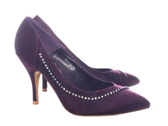 Damen High Heel Plateau Pumps Abendschuhe Stilettos Purple # 6-1435