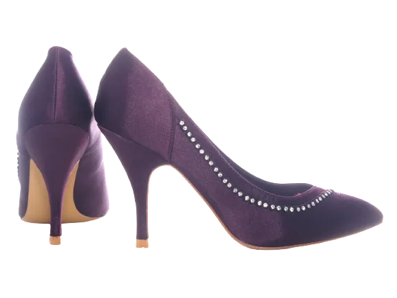 Damen High Heel Plateau Pumps Abendschuhe Stilettos Purple # 6-1435