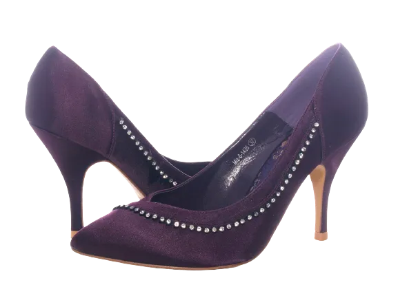 Damen High Heel Plateau Pumps Abendschuhe Stilettos Purple # 6-1435