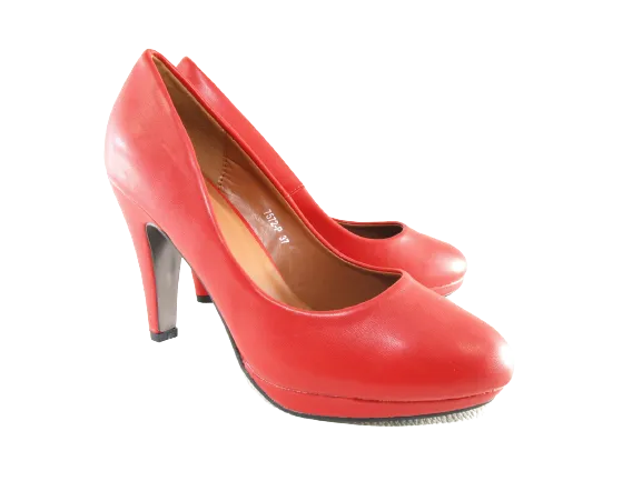 Damen High Heel Plateau Pumps Abendschuhe Stilettos Red # 7572