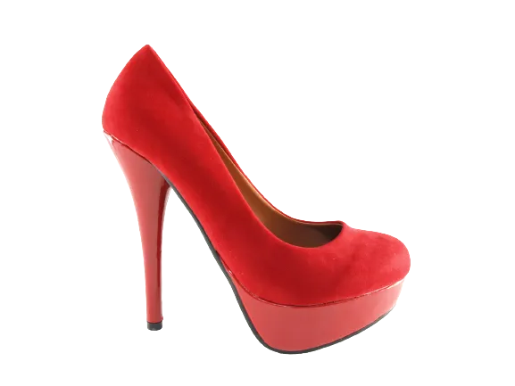 Damen High Heel Plateau Pumps Abendschuhe Stilettos Red Velour Optik # 7682