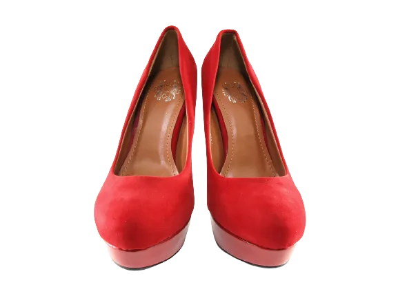 Damen High Heel Plateau Pumps Abendschuhe Stilettos Red Velour Optik # 7682