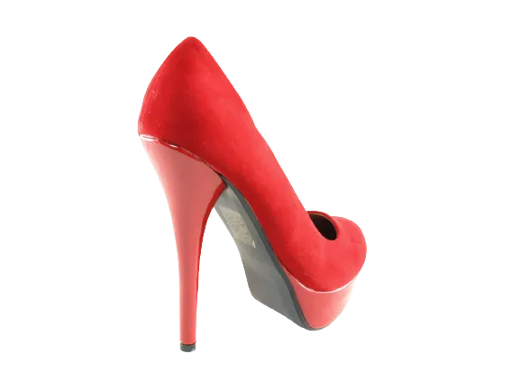 Damen High Heel Plateau Pumps Abendschuhe Stilettos Red Velour Optik # 7682