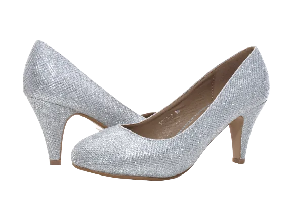 Damen High Heel Plateau Pumps Abendschuhe Stilettos Silver # 9373