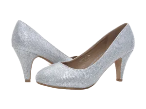 Damen High Heel Plateau Pumps Abendschuhe Stilettos Silver # 9373